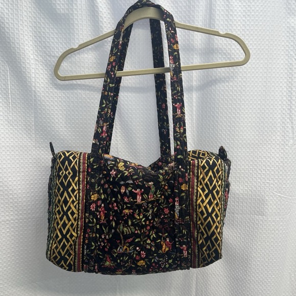 Vera Bradley Handbags - Vera Bradley Black Floral Ming Pattern Travel Bag Tote Quilted Overnight